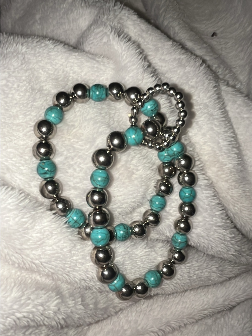 Turquoise Bead Stretch Bracelet Set - Women Jewelry